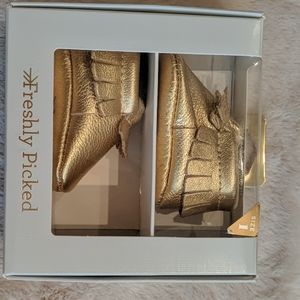 Freshly Picked Size 1 Gold Baby Moccasin